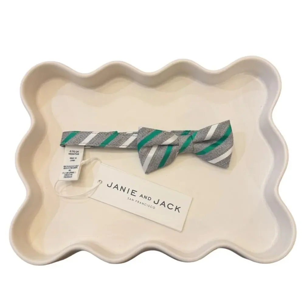 Janie and Jack Gray Striped Print Bow Tie 0-24M